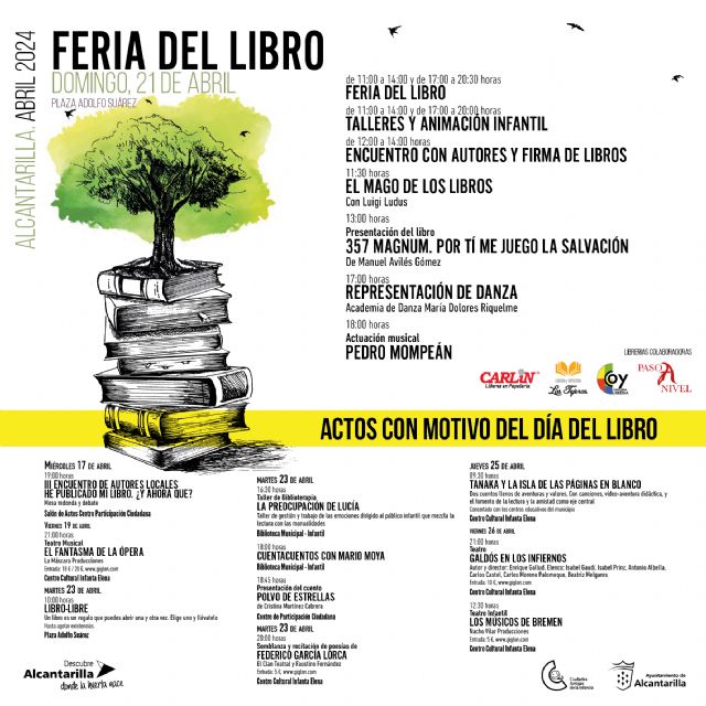 Alcantarilla celebra la Feria del Libro con la participación de 15 escritores, espectáculos y animación infantil
