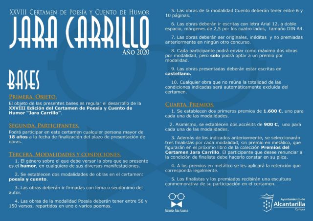 Continúa abierto el plazo para participar en el Certamen Internacional Jara Carrillo de poesía y cuento de humor