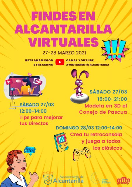 Tres nuevas actividades online dirigidas a todos los públicos para los 'Findes Virtuales' de Alcantarilla