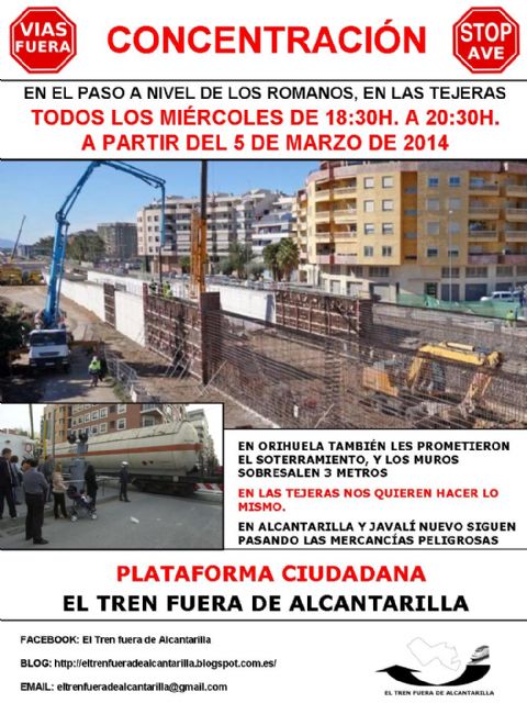 La Plataforma Ciudadana 'El tren fuera de Alcantarilla' vuelve a concentrarse en las vías