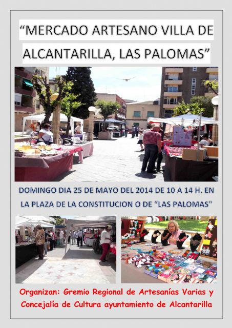 'Mercado artesano las Palomas Villa de Alcantarilla', el domingo en el jardín de la Constitución, último mercado