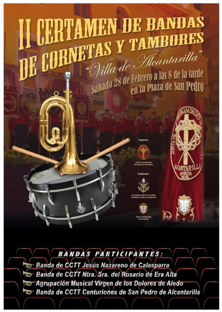 Este sábado se celebra el II Certamen de Bandas de Cornetas y Tambores 'Villa de Alcantarilla'