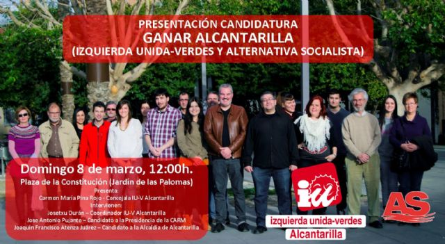 IU-Verdes de Alcantarilla presenta este domingo su candidatura en un acto público