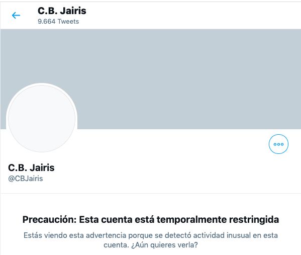 El CB Jairis denuncia públicamente el bloqueo de su cuenta de Twitter