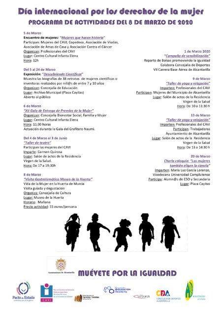 Alcantarilla celebra el 8 de marzo con charlas y exposiciones sobre la mujer en la ciencia y en la historia, y los XII Premios de la Mujer