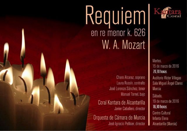La Coral Kantara de Alcantarilla y la Orquesta de Cámara de Murcia interpretan el 'REQUIEM' de Mozart, en nuestra ciudad