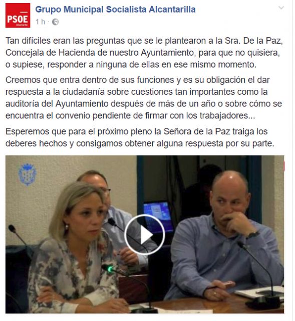 PP: El Partido Socialista de Alcantarilla no conoce el Reglamento Orgánico de su propio Ayuntamiento