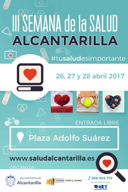 Mañana abre en Alcantarilla la III Semana de la Salud, la misma se celebrará entre el 26 y 28 de abril en la plaza Adolfo Suárez